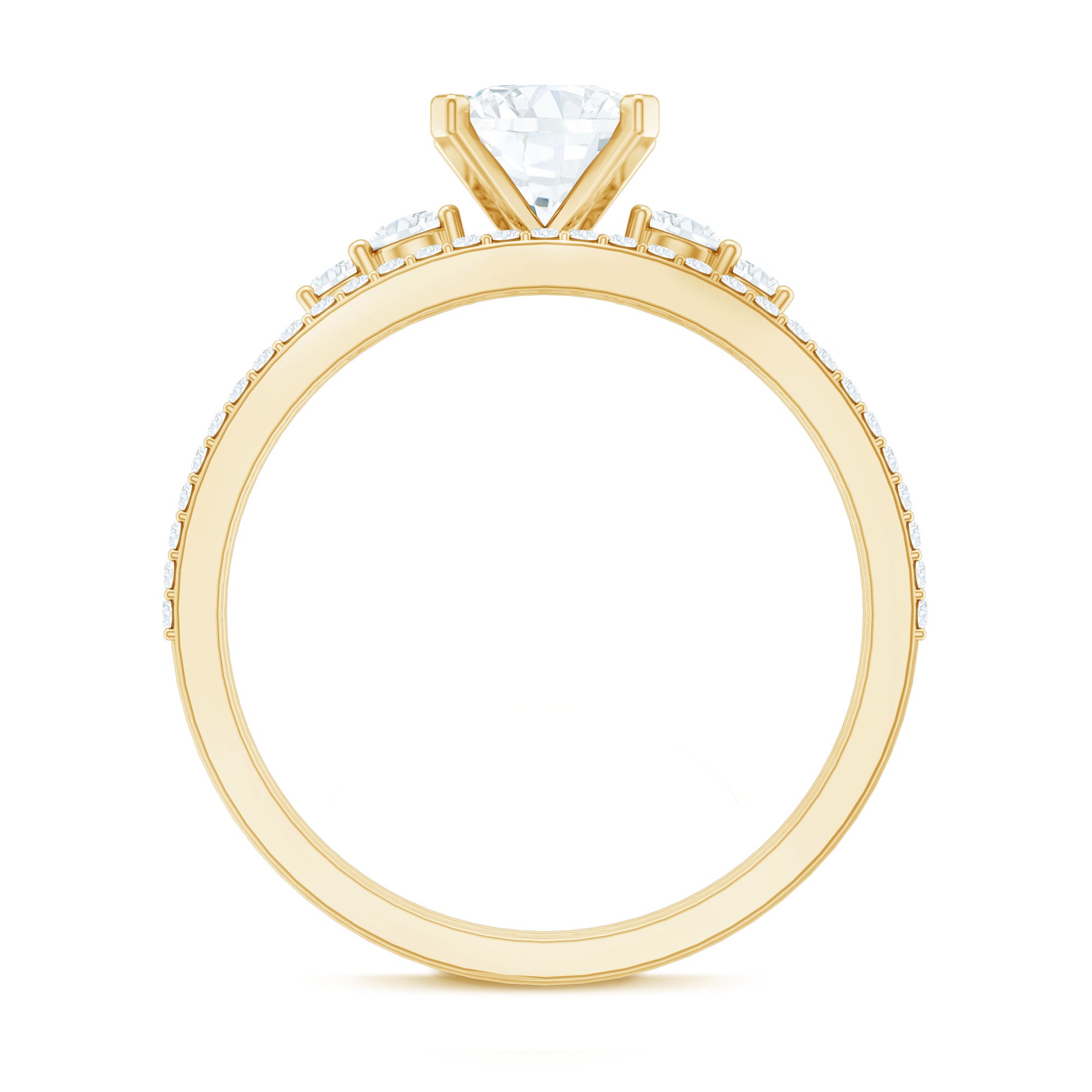 Rosec Jewels-Lab Grown Diamond 6 MM Cushion Engagement Ring with Wedding band