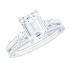 Rosec Jewels-Certified Lab Grown Diamond 6X8MM Emerald Cut Engagement Ring with Band
