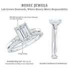 Certified Lab Grown Diamond 6X8MM Emerald Cut Engagement Ring with Band Lab - ( EF-VS ) - Rosec Jewels