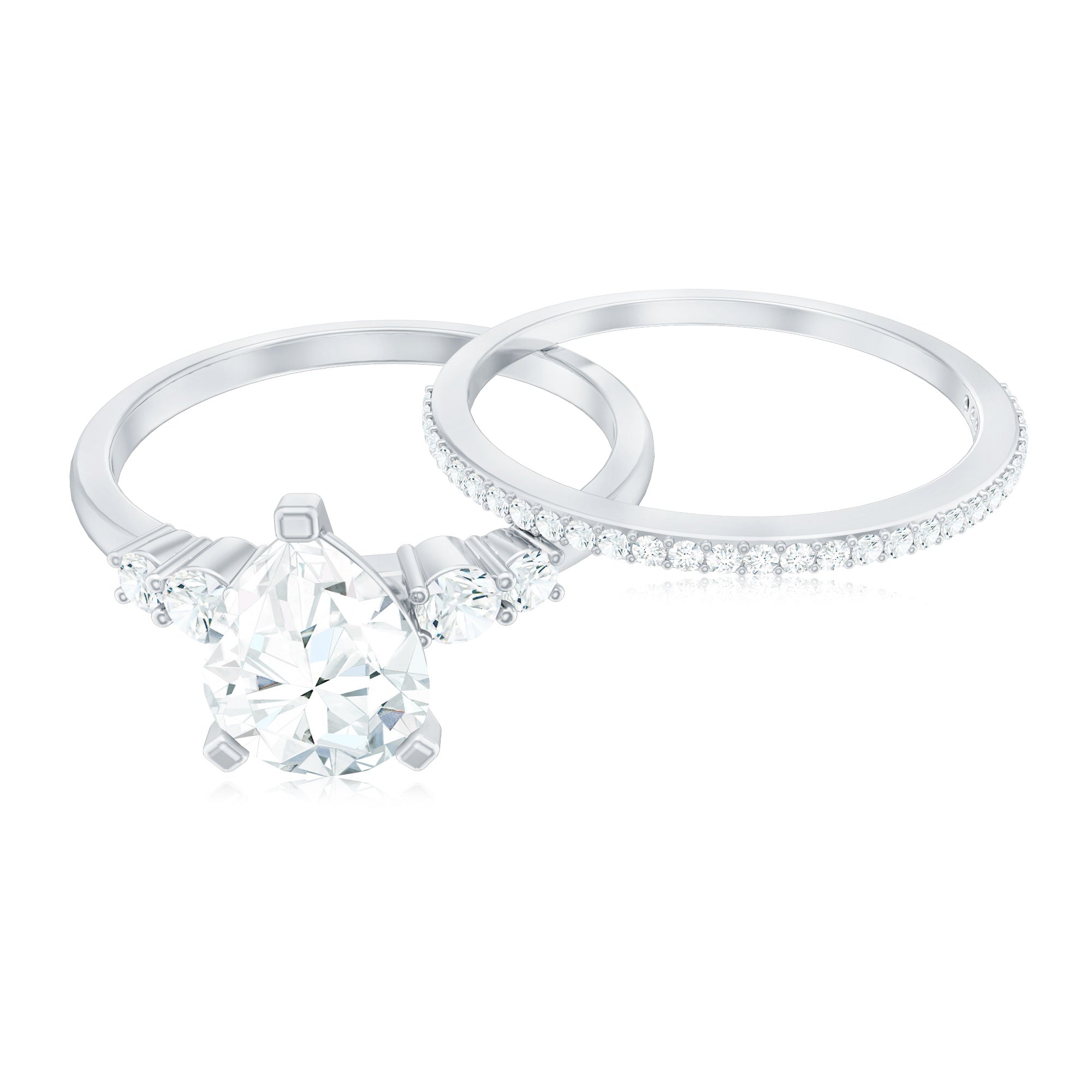 Rosec Jewels-Certified Lab Grown Diamond 6X8 MM Teardrop Bridal Ring Set