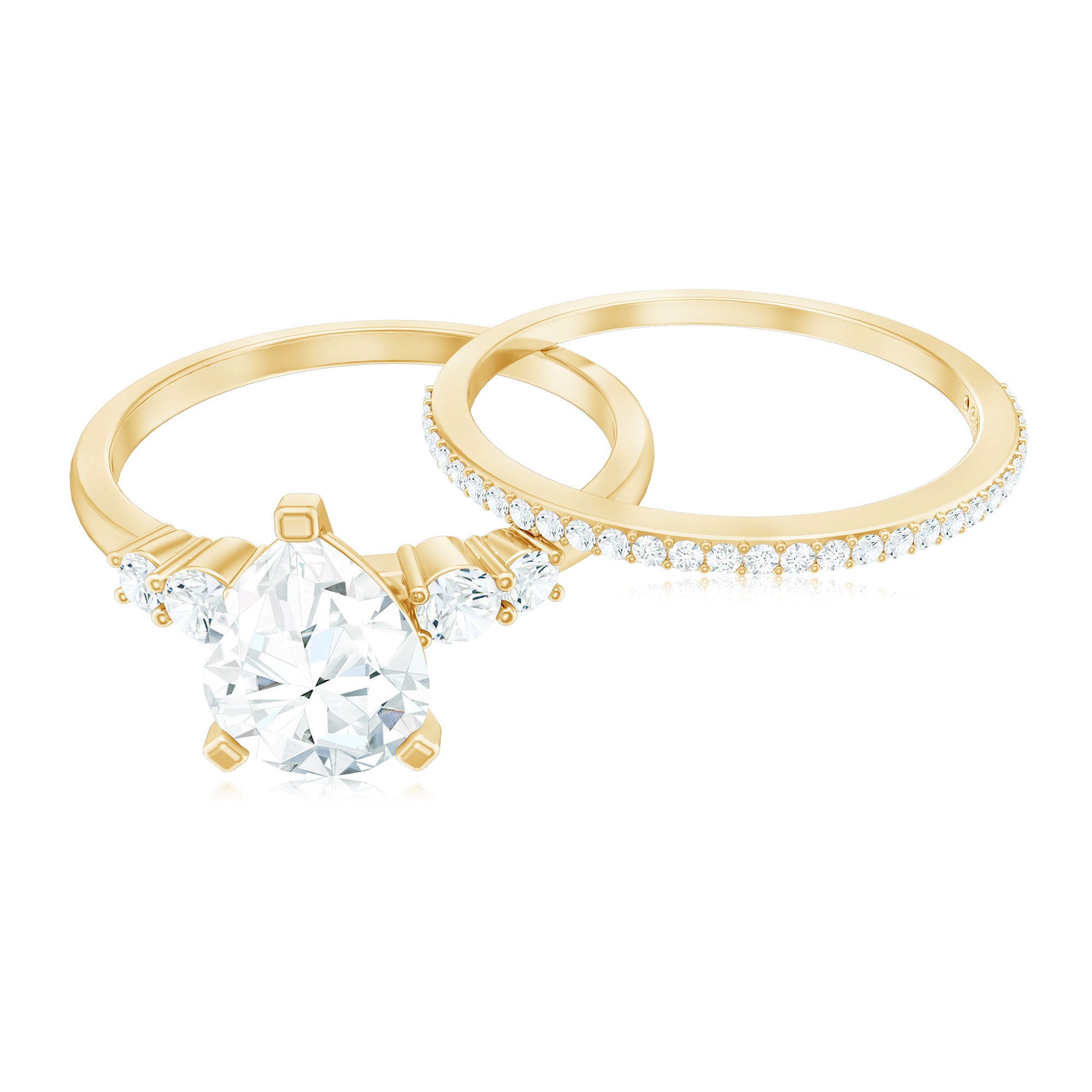 Rosec Jewels-Certified Lab Grown Diamond 6X8 MM Teardrop Bridal Ring Set