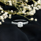 Rosec Jewels-3 Carat IGI Certified Lab Grown Diamond Cushion Cut Engagement Ring with Side Stones