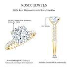 Rosec Jewels-3 Carat IGI Certified Lab Grown Diamond Cushion Cut Engagement Ring with Side Stones