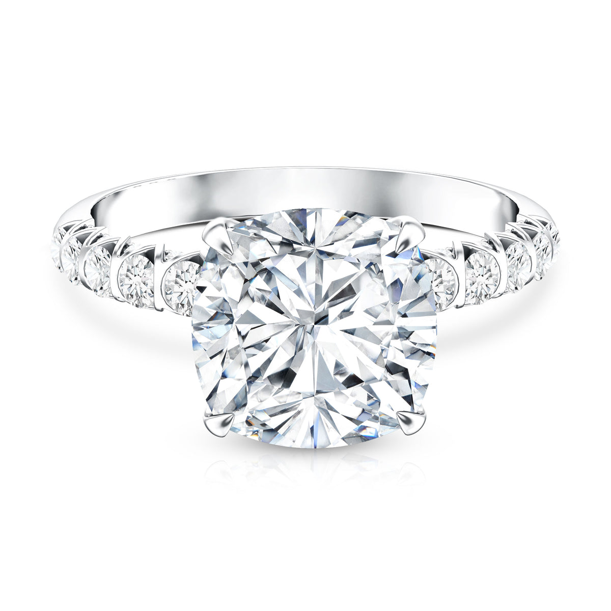 Rosec Jewels-IGI Certified 4 Carat Lab Grown Diamond Cushion Cut Engagement Ring Side Stones