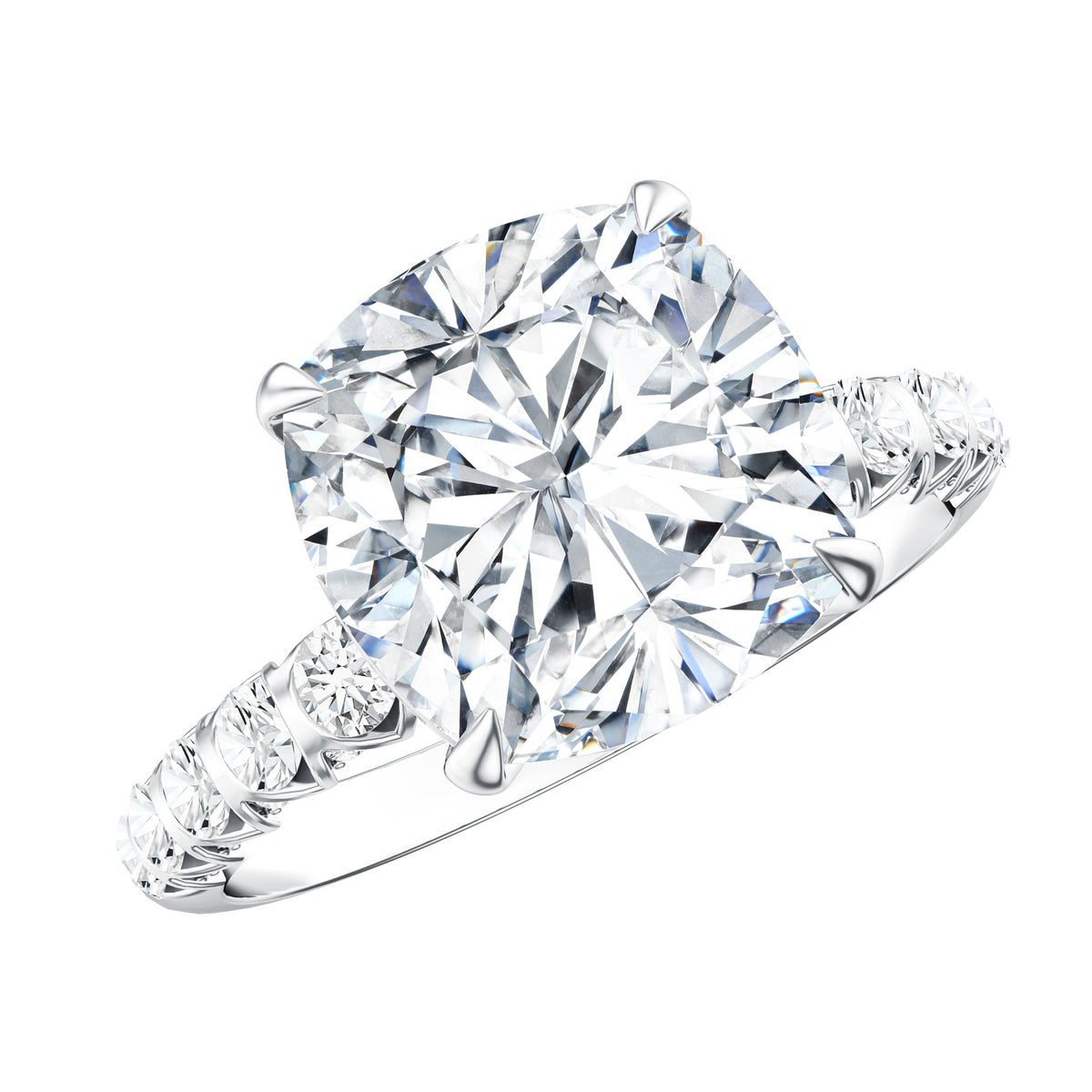 Rosec Jewels-5 Carat Cushion Cut Lab Diamond Huge Engagement Ring with IGI Certificate