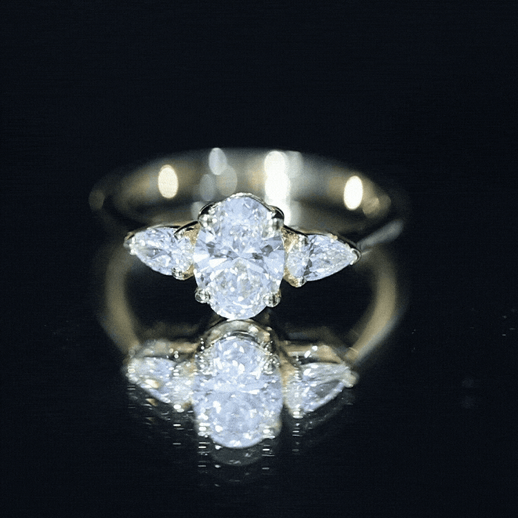 1 Carat Lab Grown Diamond Three Stone Engagement Ring with IGI Certificate Lab - ( E-VS1 ) - Rosec Jewels