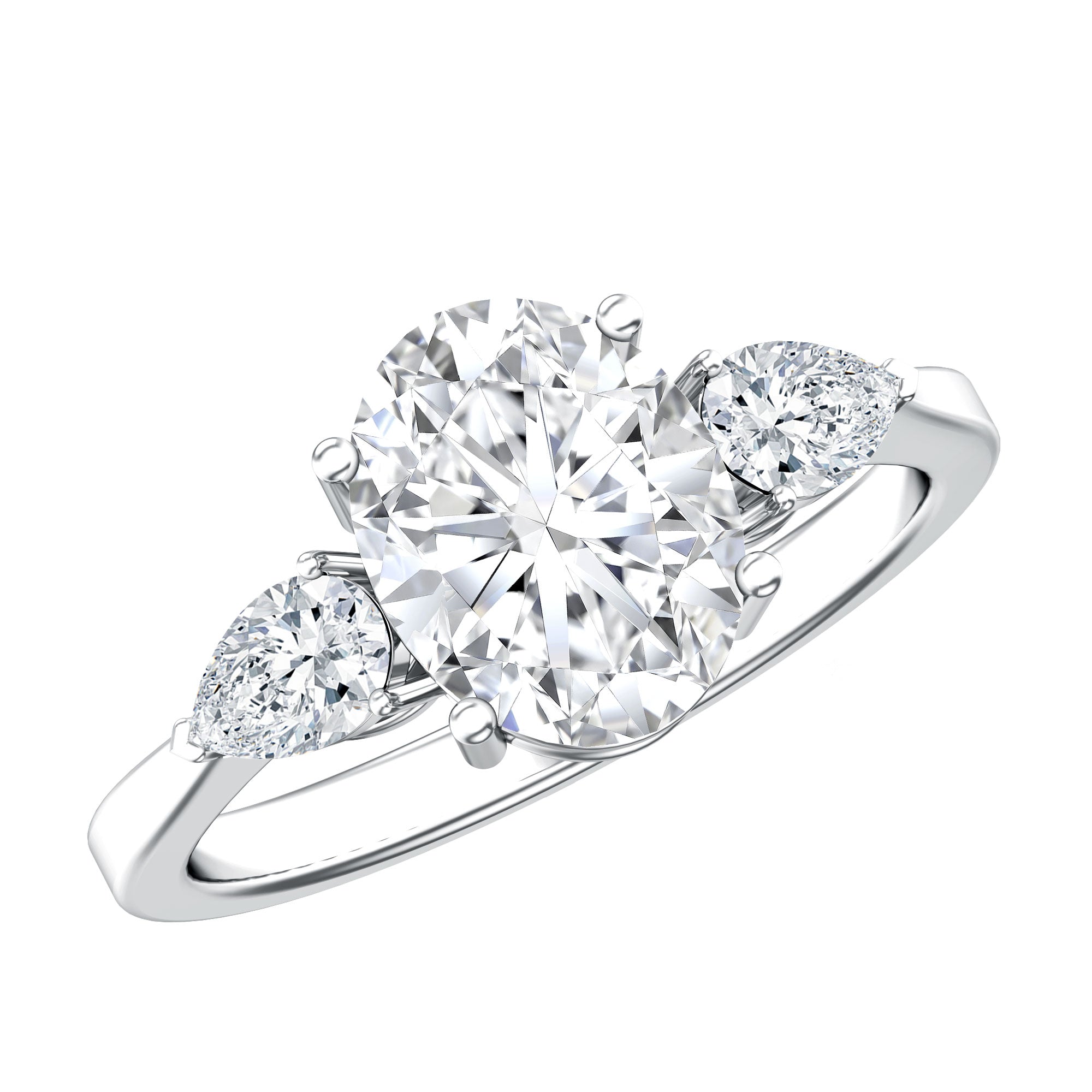 Rosec Jewels-2 Carat Oval Lab Grown Diamond Three Stone Engagement Ring with IGI Certificate