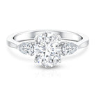 2 Carat Oval Lab Grown Diamond Three Stone Engagement Ring with IGI Certificate Lab - ( E-VS1 ) - Rosec Jewels
