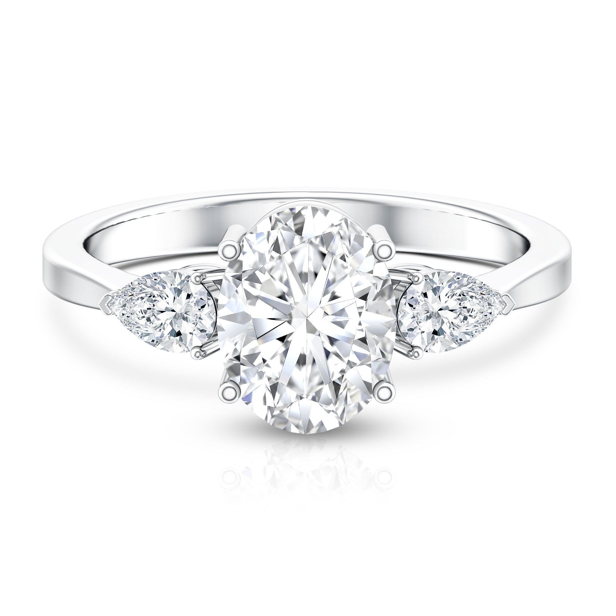 Rosec Jewels-2 Carat Oval Lab Grown Diamond Three Stone Engagement Ring with IGI Certificate