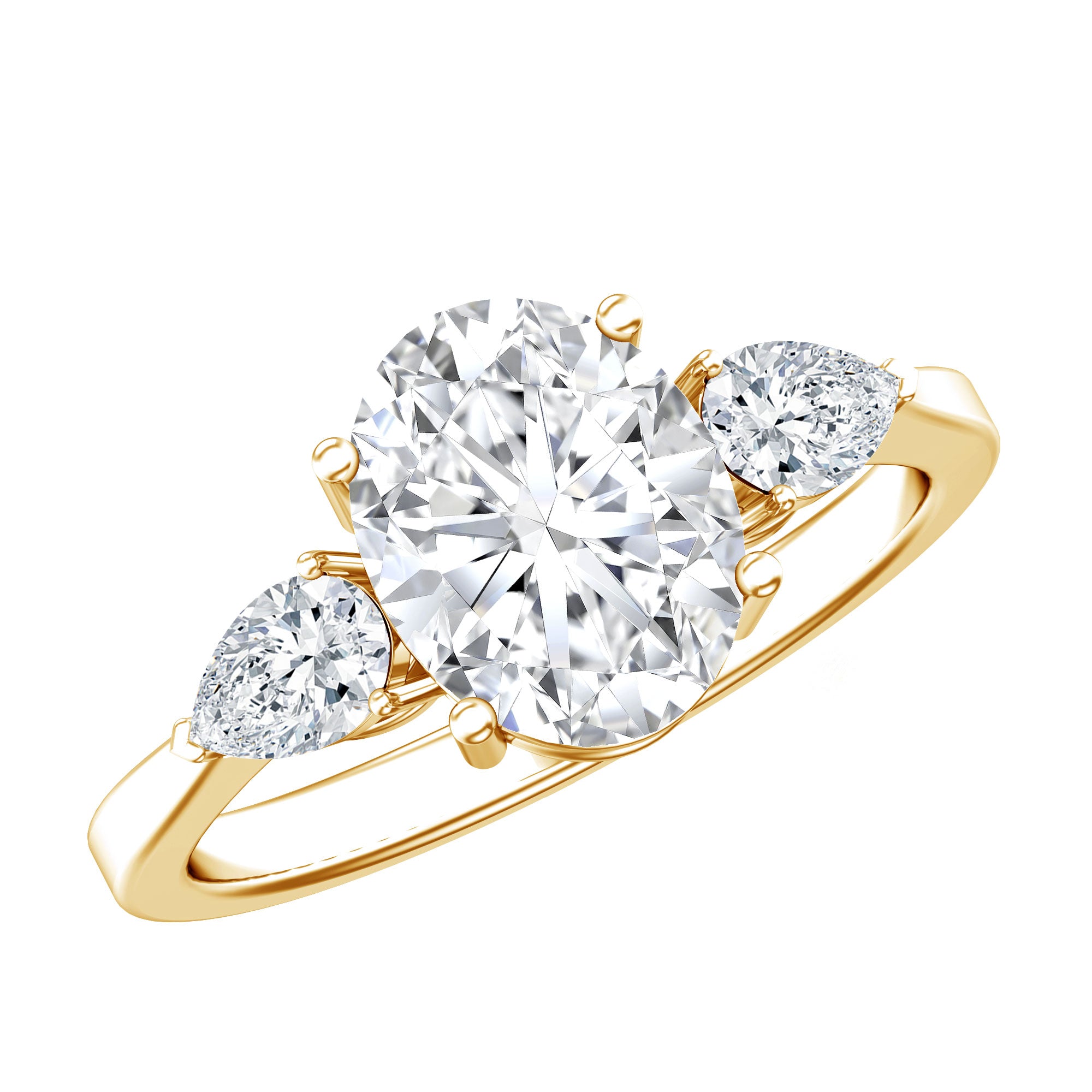Rosec Jewels-2 Carat Oval Lab Grown Diamond Three Stone Engagement Ring with IGI Certificate
