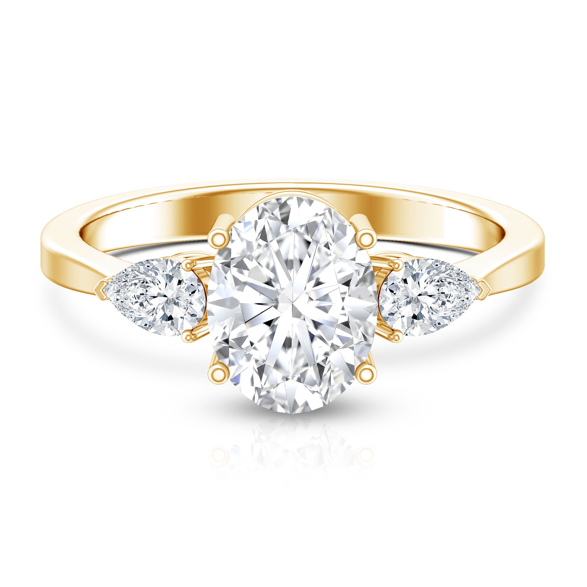 Rosec Jewels-2 Carat Oval Lab Grown Diamond Three Stone Engagement Ring with IGI Certificate