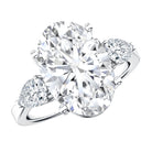 Rosec Jewels-4 Carat Oval Lab Grown Diamond Three Stone Engagement Ring IGI Certified