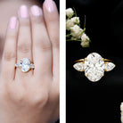 4 Carat Oval Lab Grown Diamond Three Stone Engagement Ring IGI Certified Lab - ( E-VS1 ) - Rosec Jewels
