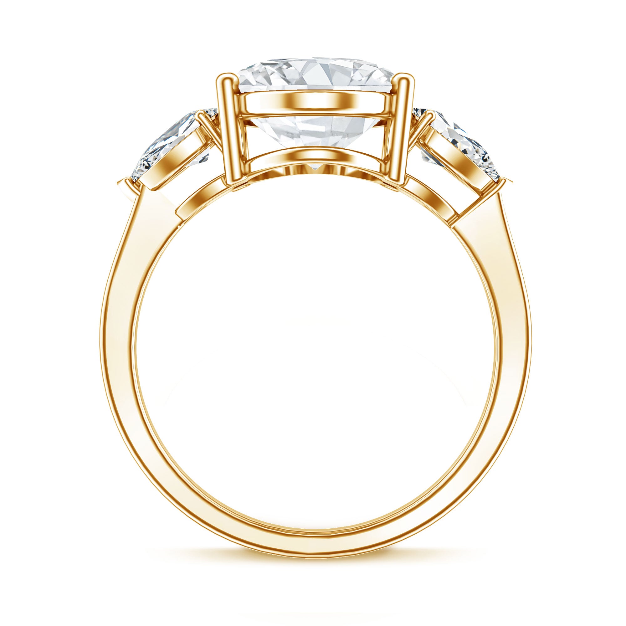 Rosec Jewels-4 Carat Oval Lab Grown Diamond Three Stone Engagement Ring IGI Certified