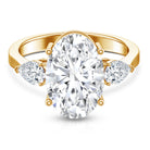 Rosec Jewels-4 Carat Oval Lab Grown Diamond Three Stone Engagement Ring IGI Certified