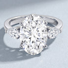 IGI Certified 5 Carat Oval Lab Grown Diamond Big Engagement Ring with Pear Side Stones Lab - ( E-VS1 ) - Rosec Jewels