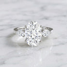 IGI Certified 5 Carat Oval Lab Grown Diamond Big Engagement Ring with Pear Side Stones Lab - ( E-VS1 ) - Rosec Jewels