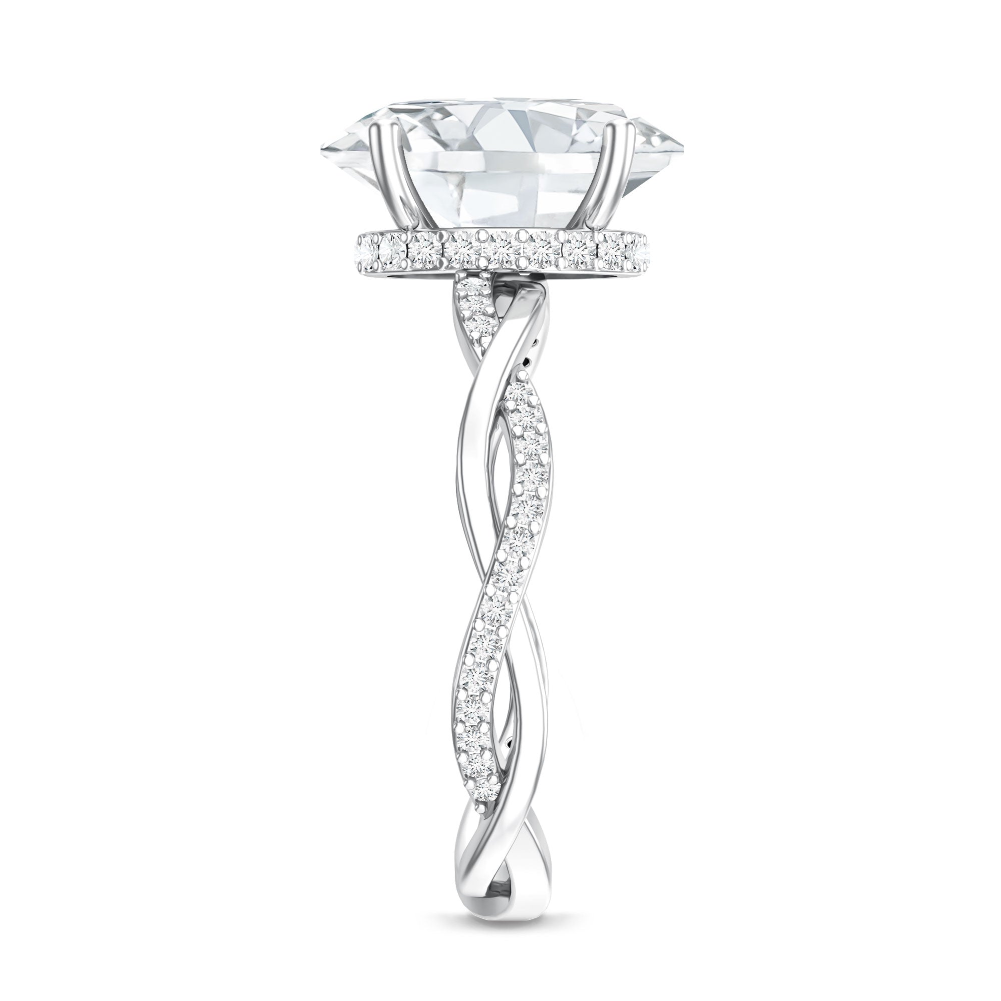 Rosec Jewels-IGI Certified Oval Shape Lab Grown Diamond Infinity Band Engagement Ring 3 Carat