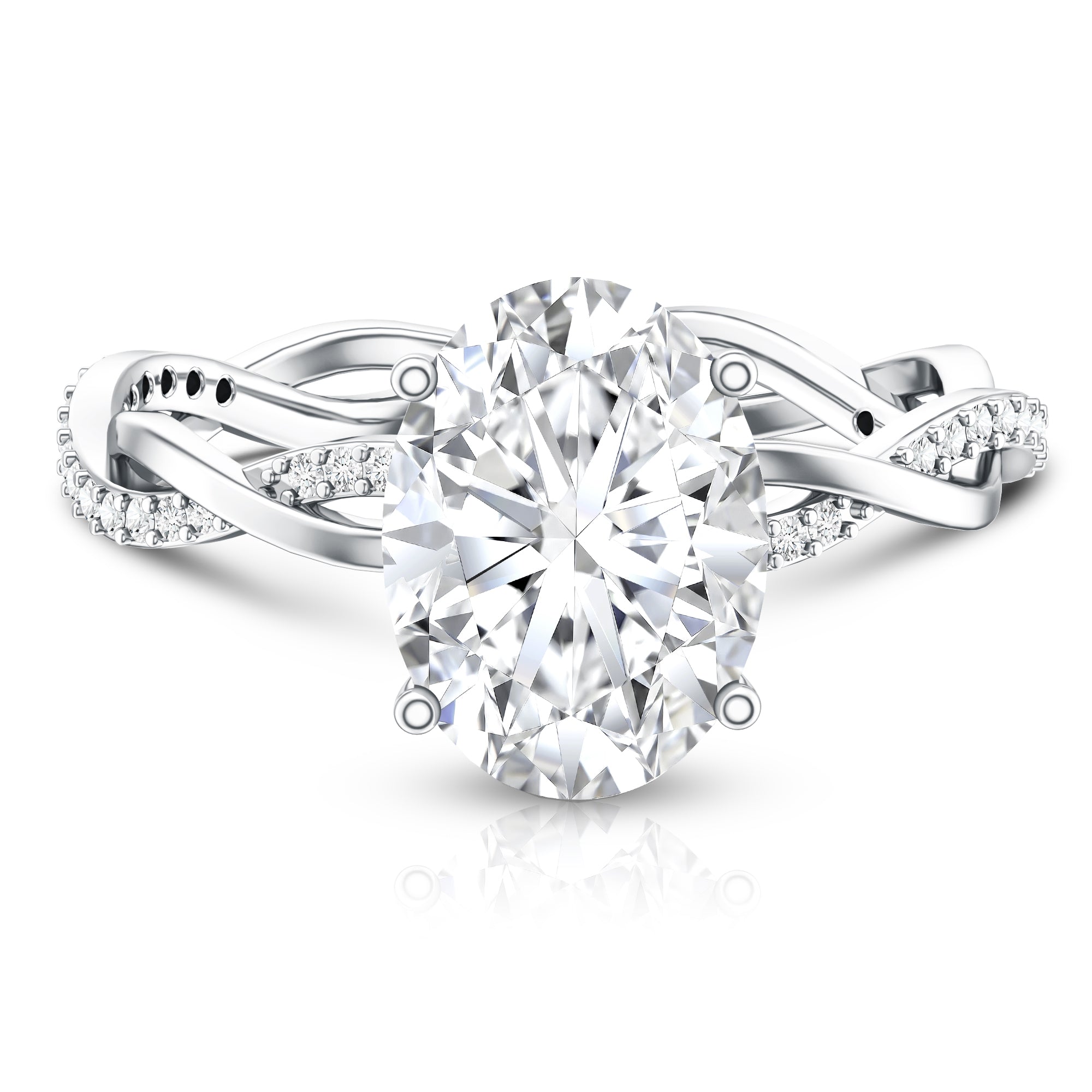 Rosec Jewels-IGI Certified Oval Shape Lab Grown Diamond Infinity Band Engagement Ring 3 Carat