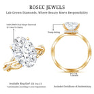 Rosec Jewels-IGI Certified 4 Carat Oval Lab Grown Diamond Huge Engagement Ring with Braided Band