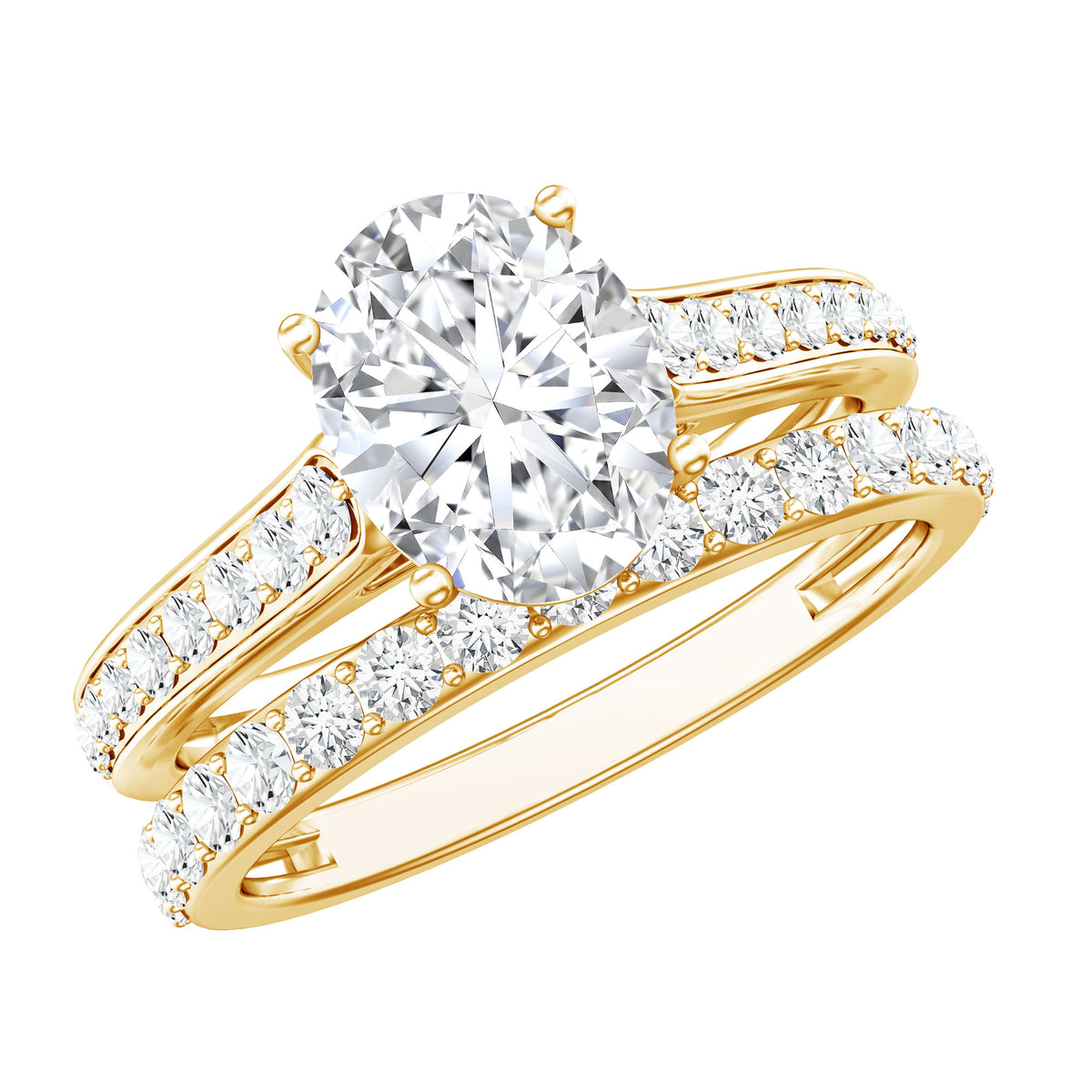 Rosec Jewels-IGI Graded 2 Carat Lab Grown Diamond Oval Engagement Ring Set