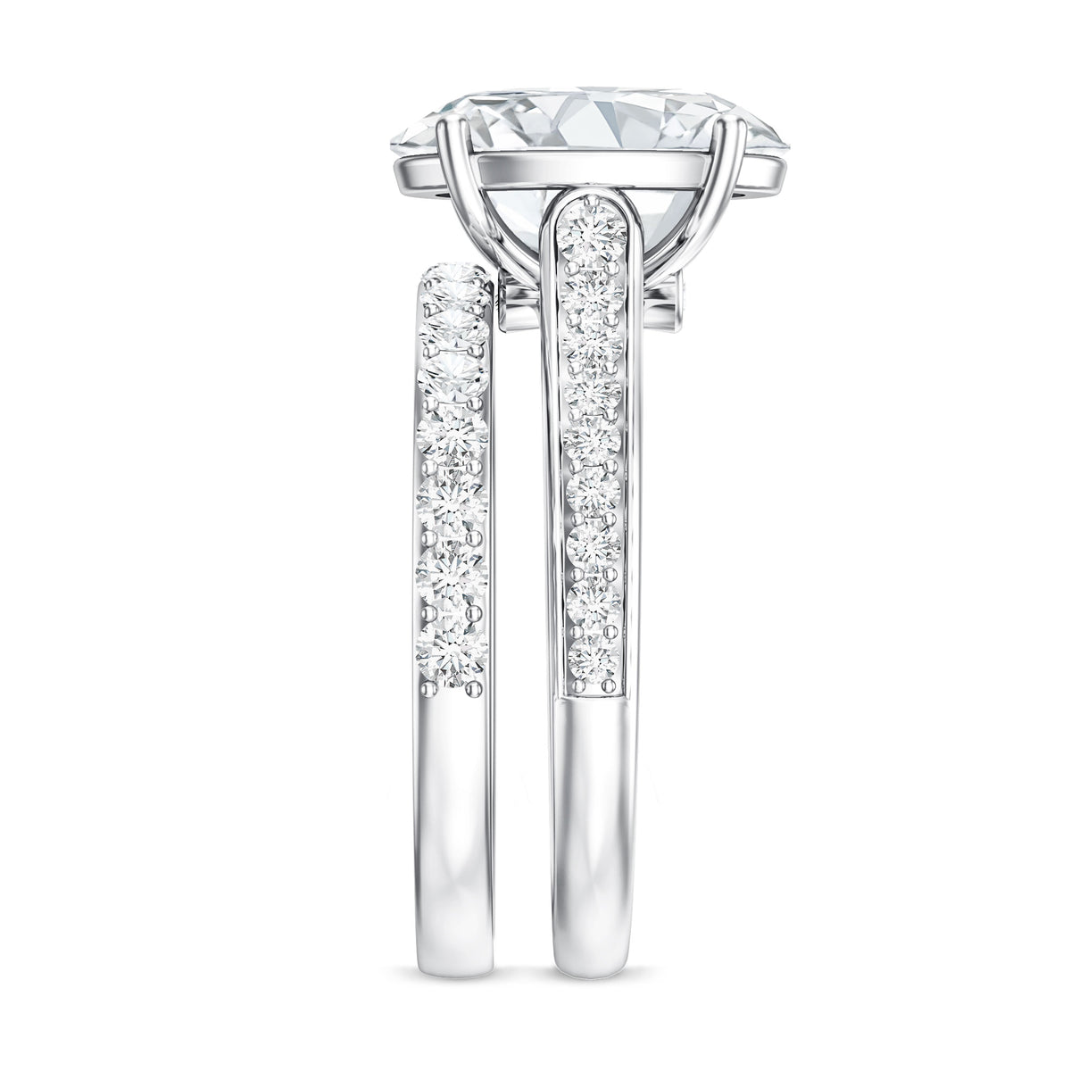 Rosec Jewels-3 Carat IGI Certified Lab Grown Diamond Oval Wedding Ring Set for Her