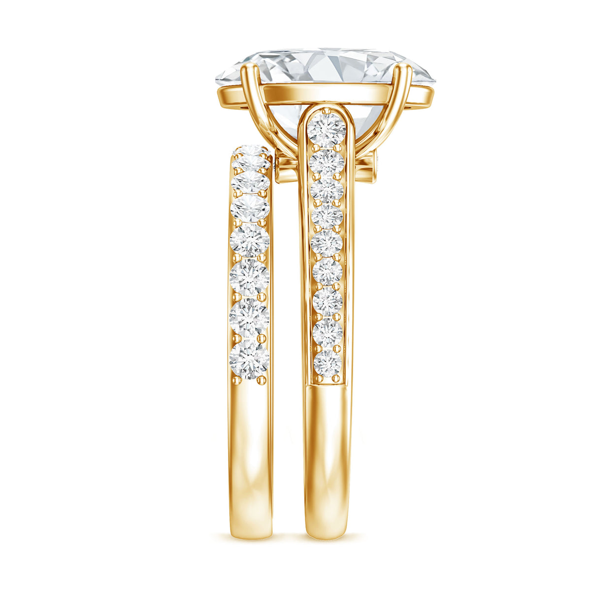 Rosec Jewels-3 Carat IGI Certified Lab Grown Diamond Oval Wedding Ring Set for Her