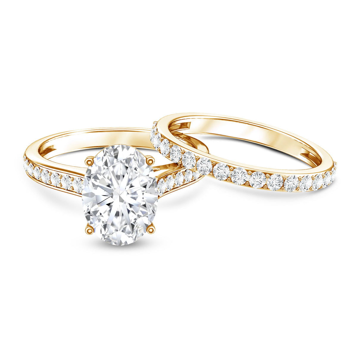 Rosec Jewels-3 Carat IGI Certified Lab Grown Diamond Oval Wedding Ring Set for Her