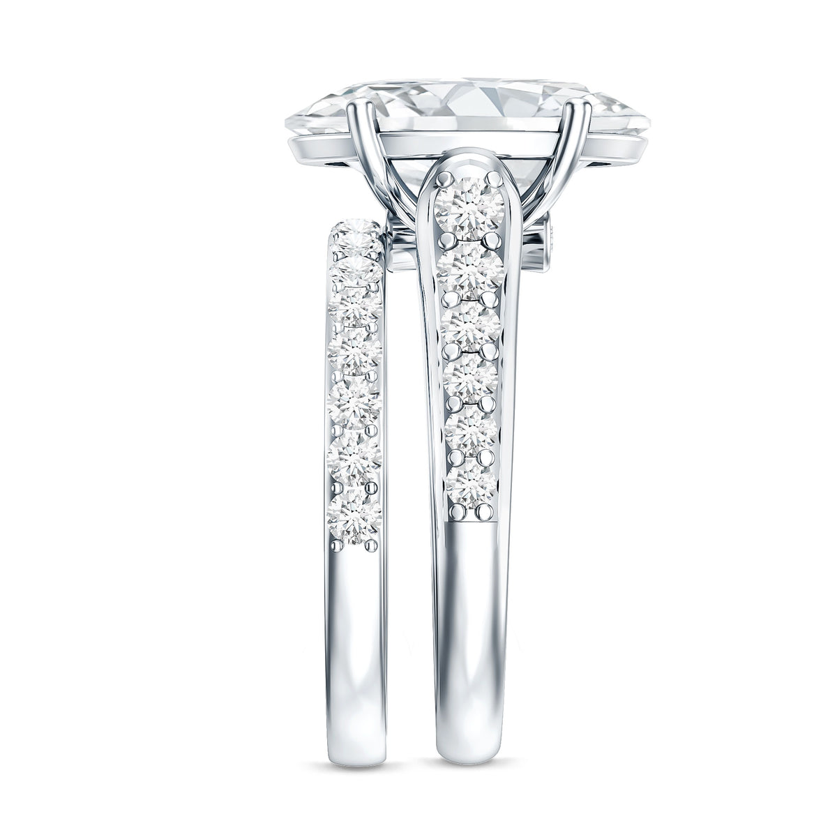 Rosec Jewels-IGI Graded 4 Carat Lab Grown Diamond Oval Wedding Ring Set for Women