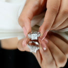 Rosec Jewels-IGI Certified Princess Cut Lab Grown Diamond 4 Carat Engagement Ring with Side Stones
