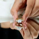 Rosec Jewels-IGI Certified 3 Carat Princess Cut Lab Grown Diamond Engagement Ring with Side Stones