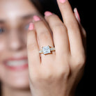 Rosec Jewels-IGI Certified 3 Carat Princess Cut Lab Grown Diamond Engagement Ring with Side Stones