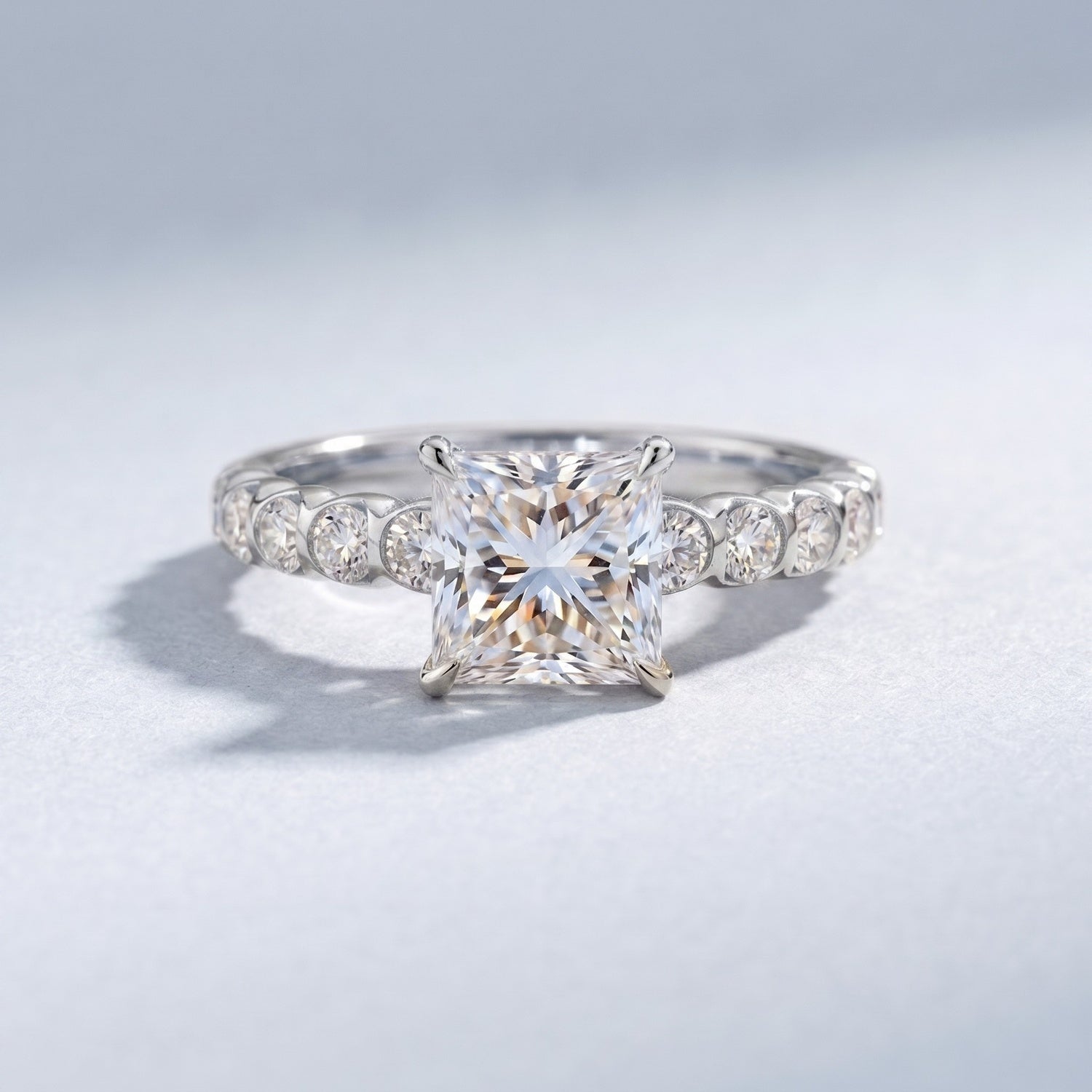 2 Carat IGI Certified Lab Grown Diamond Princess Cut Engagement Ring Lab - ( E-VS1 ) - Rosec Jewels