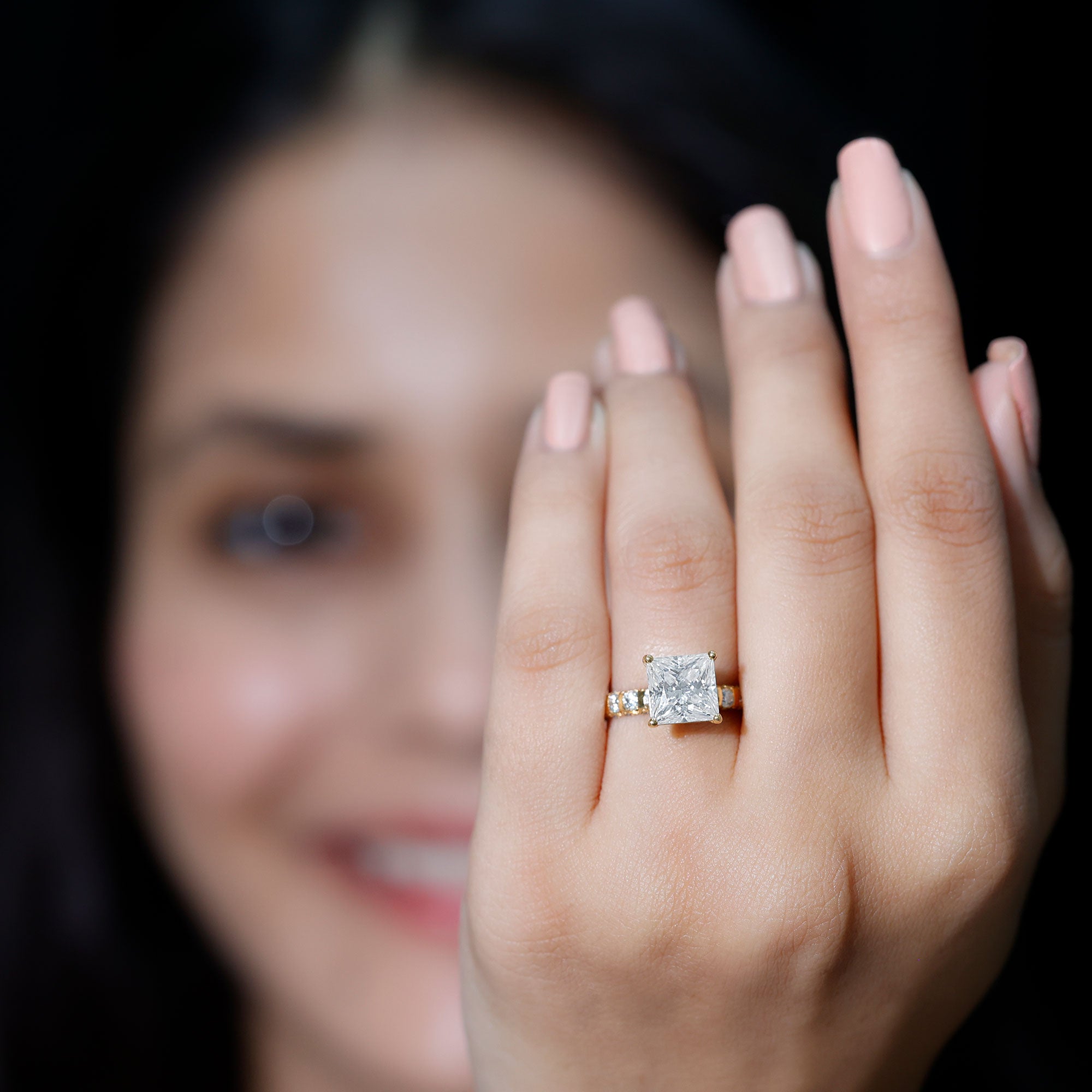 Rosec Jewels-IGI Certified Lab Grown Diamond 3 Carat Square Cut Engagement Ring