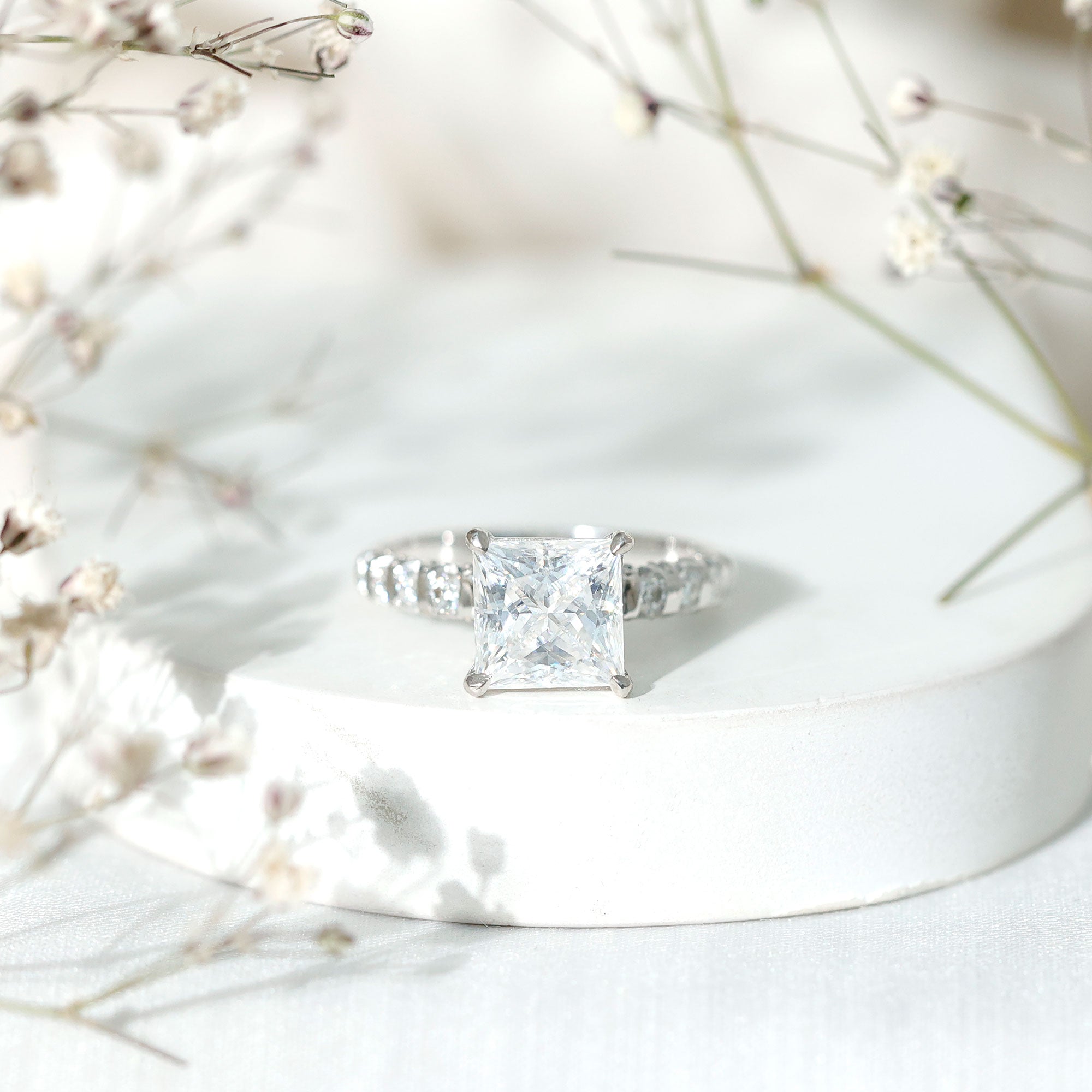 Rosec Jewels-Princess Cut Lab Grown Diamond 4 Carat Engagement Ring IGI Certified