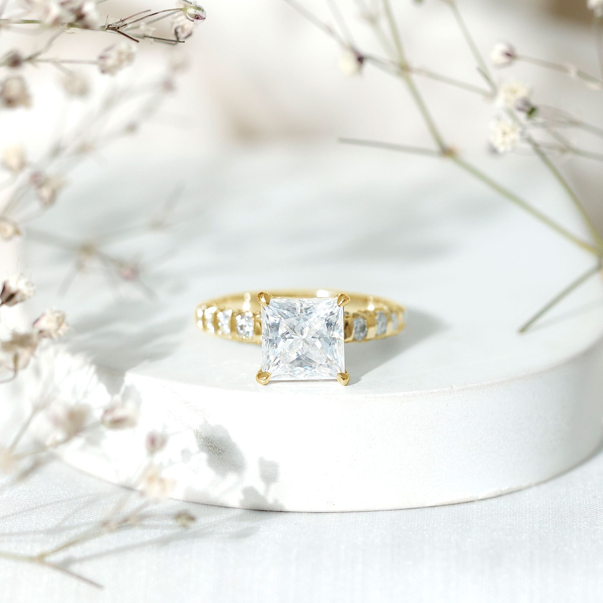 Rosec Jewels-Princess Cut Lab Grown Diamond 4 Carat Engagement Ring IGI Certified