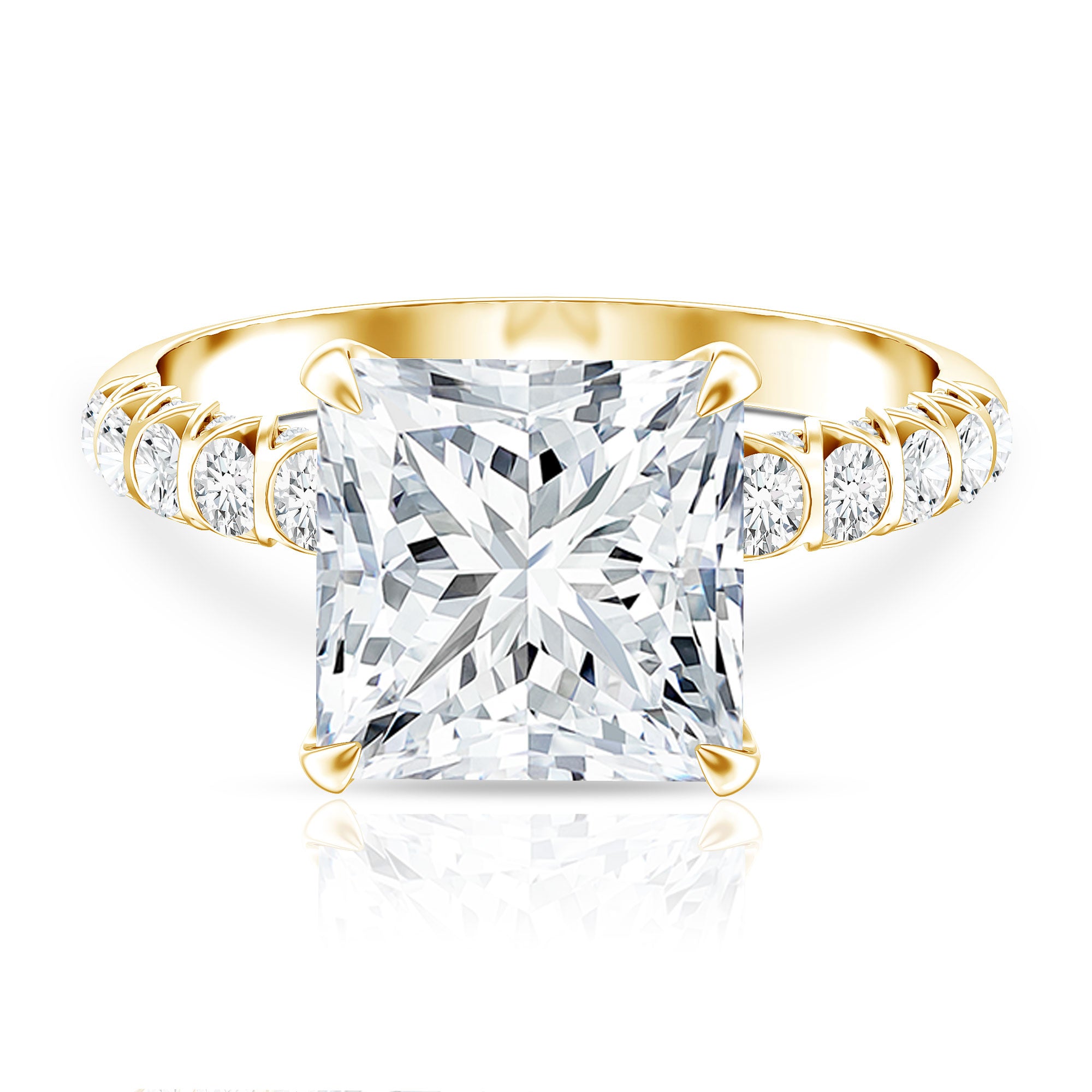Rosec Jewels-Princess Cut 5 Carat Lab Grown Big Diamond Engagement Ring IGI Certified