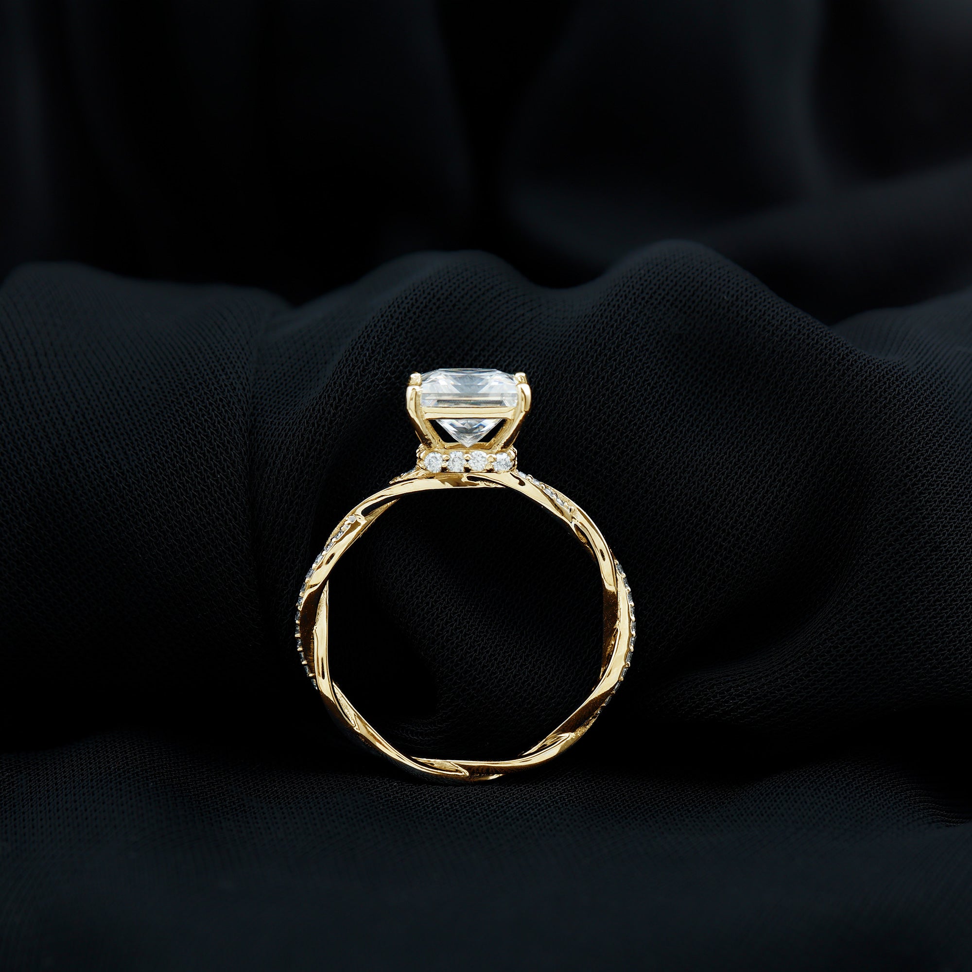 Rosec Jewels-Princess Cut 4 Carat Lab Grown Diamond Braided Engagement Ring IGI Certified