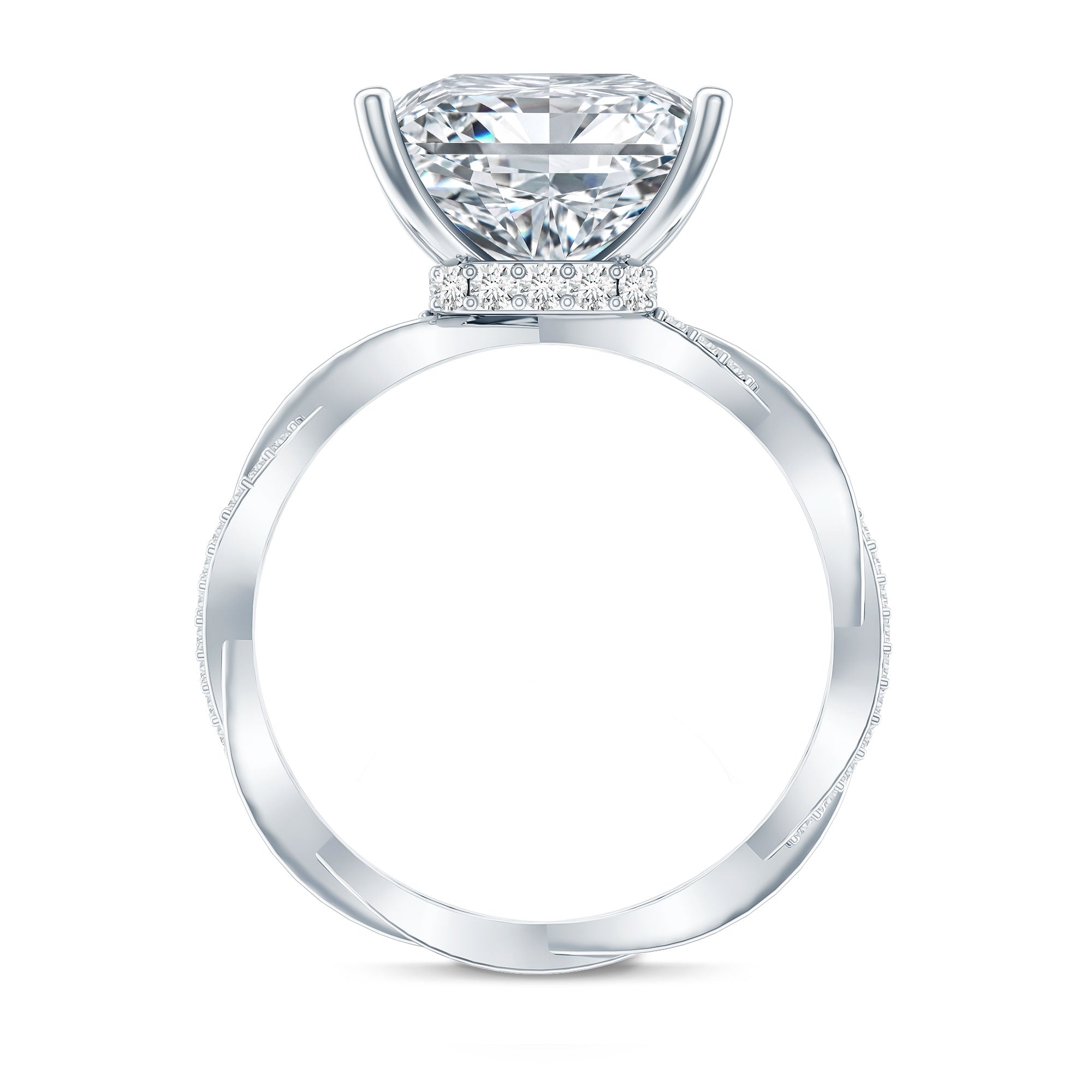 Rosec Jewels-IGI Certified 5 Carat Princess Cut Lab Grown Diamond Huge Engagement Ring with Braided Band