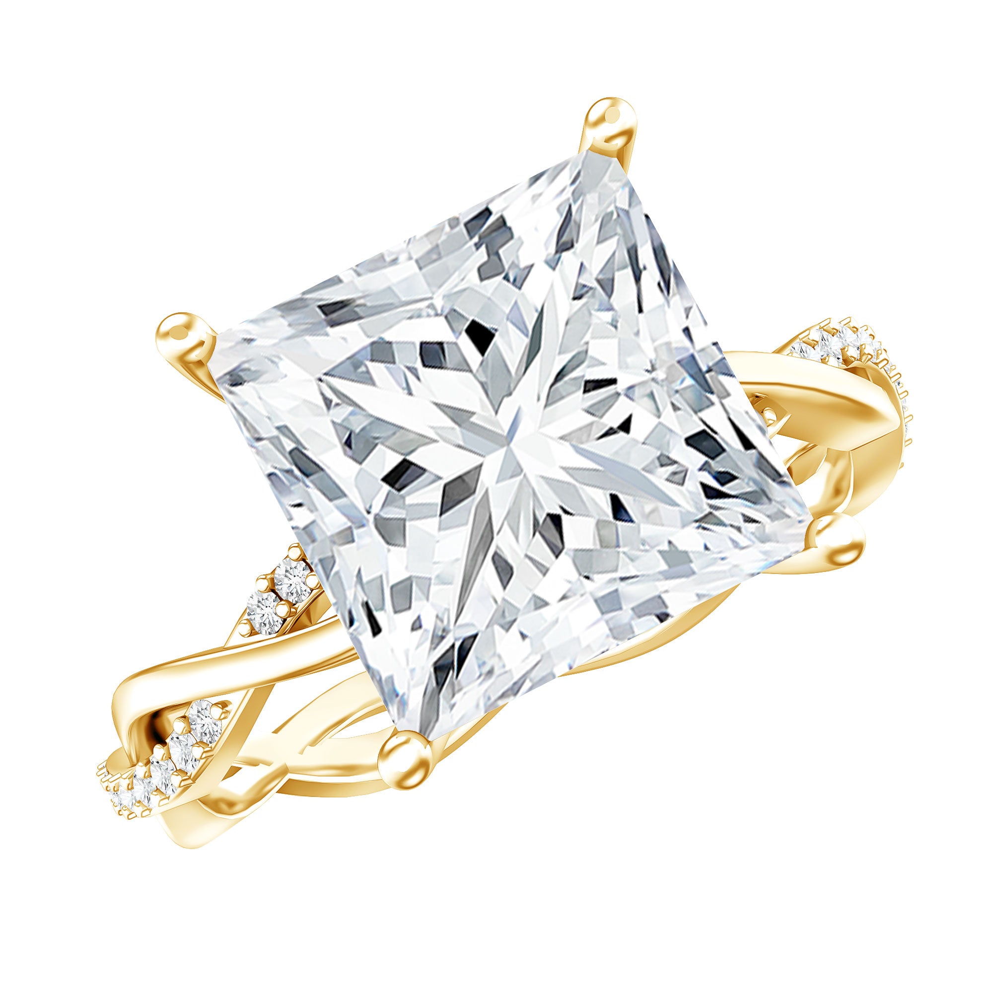 Rosec Jewels-IGI Certified 5 Carat Princess Cut Lab Grown Diamond Huge Engagement Ring with Braided Band