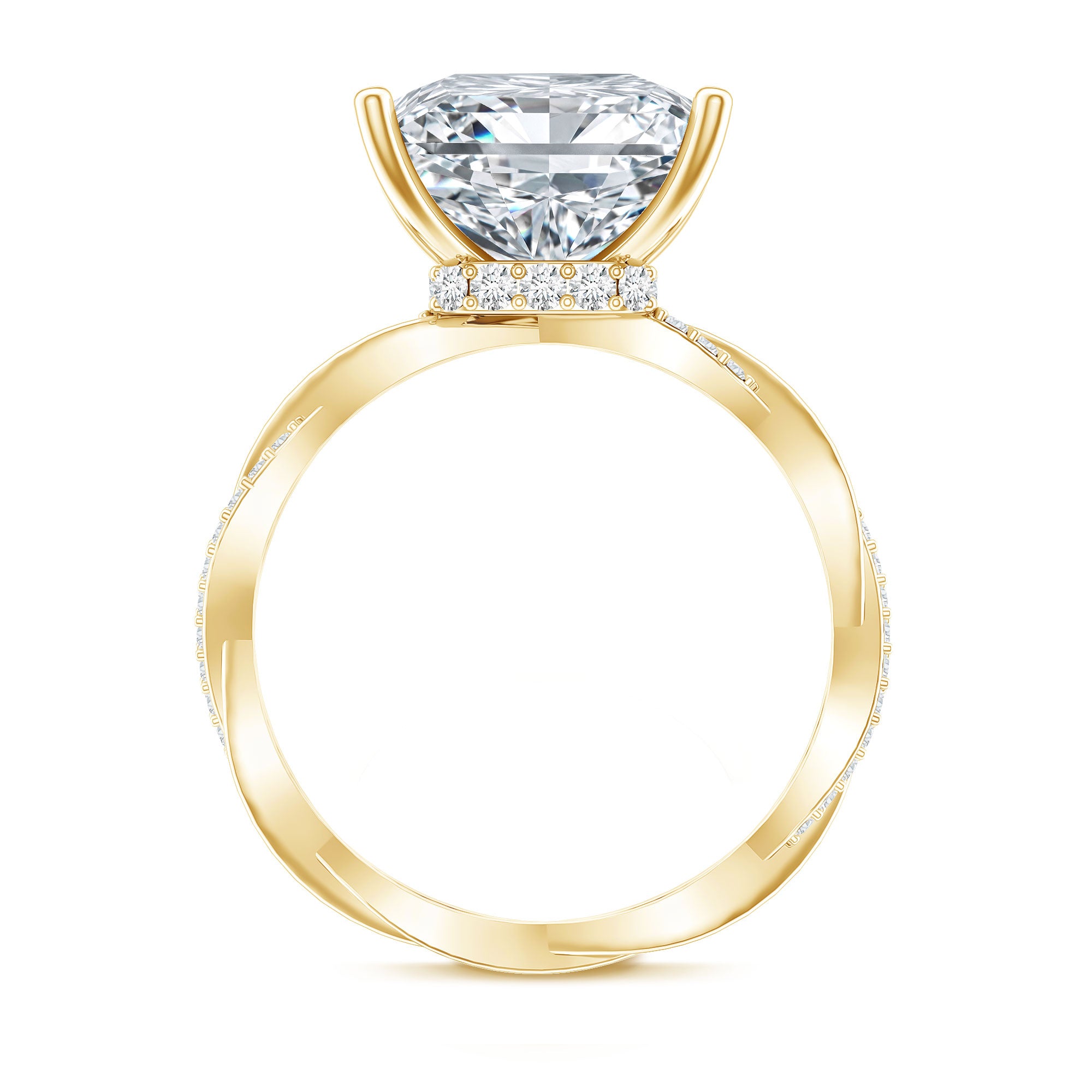 Rosec Jewels-IGI Certified 5 Carat Princess Cut Lab Grown Diamond Huge Engagement Ring with Braided Band