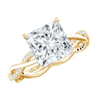 Rosec Jewels-IGI Certified 3 Carat Princess Cut Lab Grown Diamond Hidden Halo Engagement Ring with Infinity Band