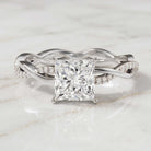 IGI Certified 2 Carat Princess Cut Lab Diamond Braided Engagement Ring with Hidden Halo Lab - ( E-VS1 ) - Rosec Jewels