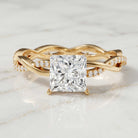 IGI Certified 2 Carat Princess Cut Lab Diamond Braided Engagement Ring with Hidden Halo Lab - ( E-VS1 ) - Rosec Jewels