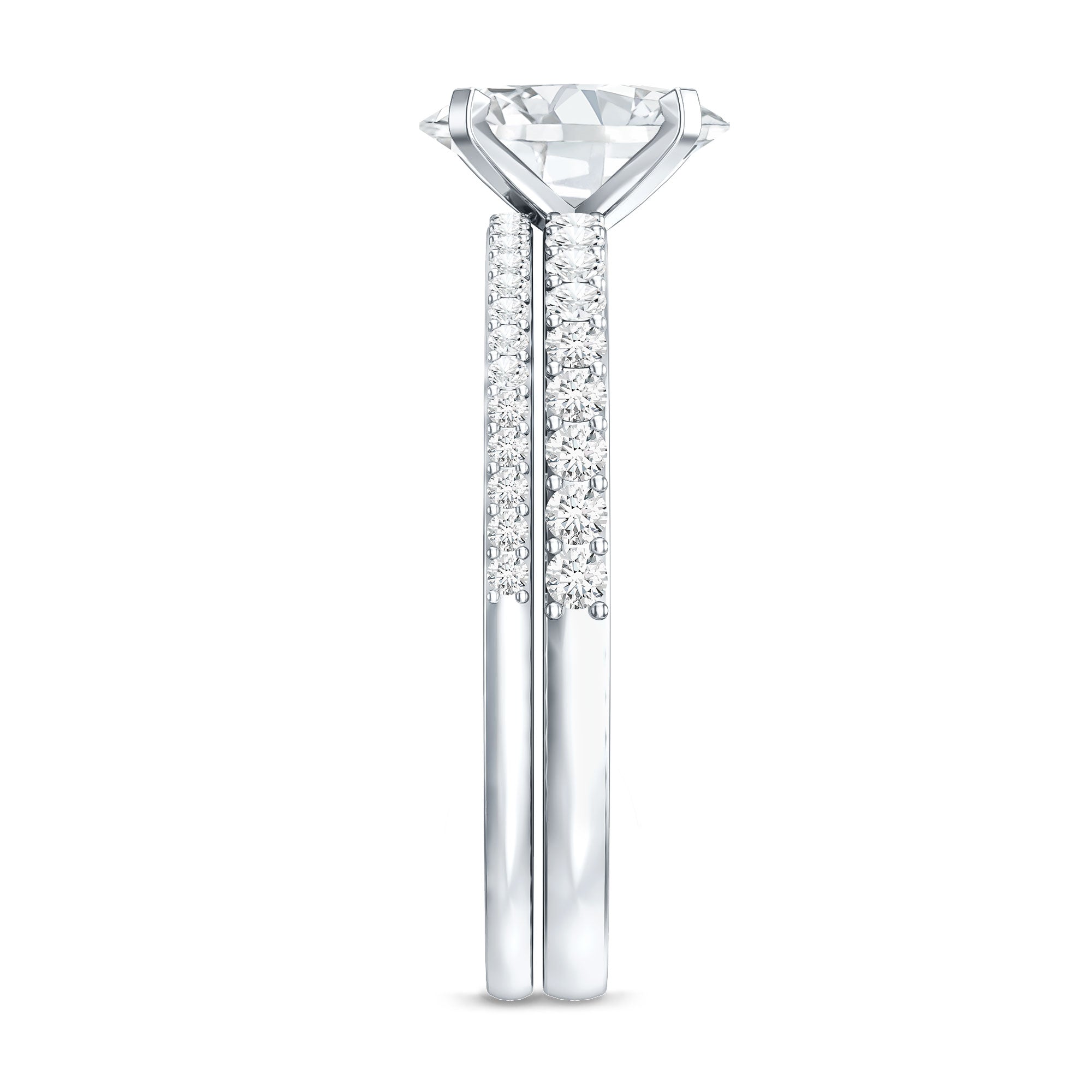 Rosec Jewels-IGI Certified 1 Carat Lab Grown Diamond Engagement Ring with Wedding Band Set