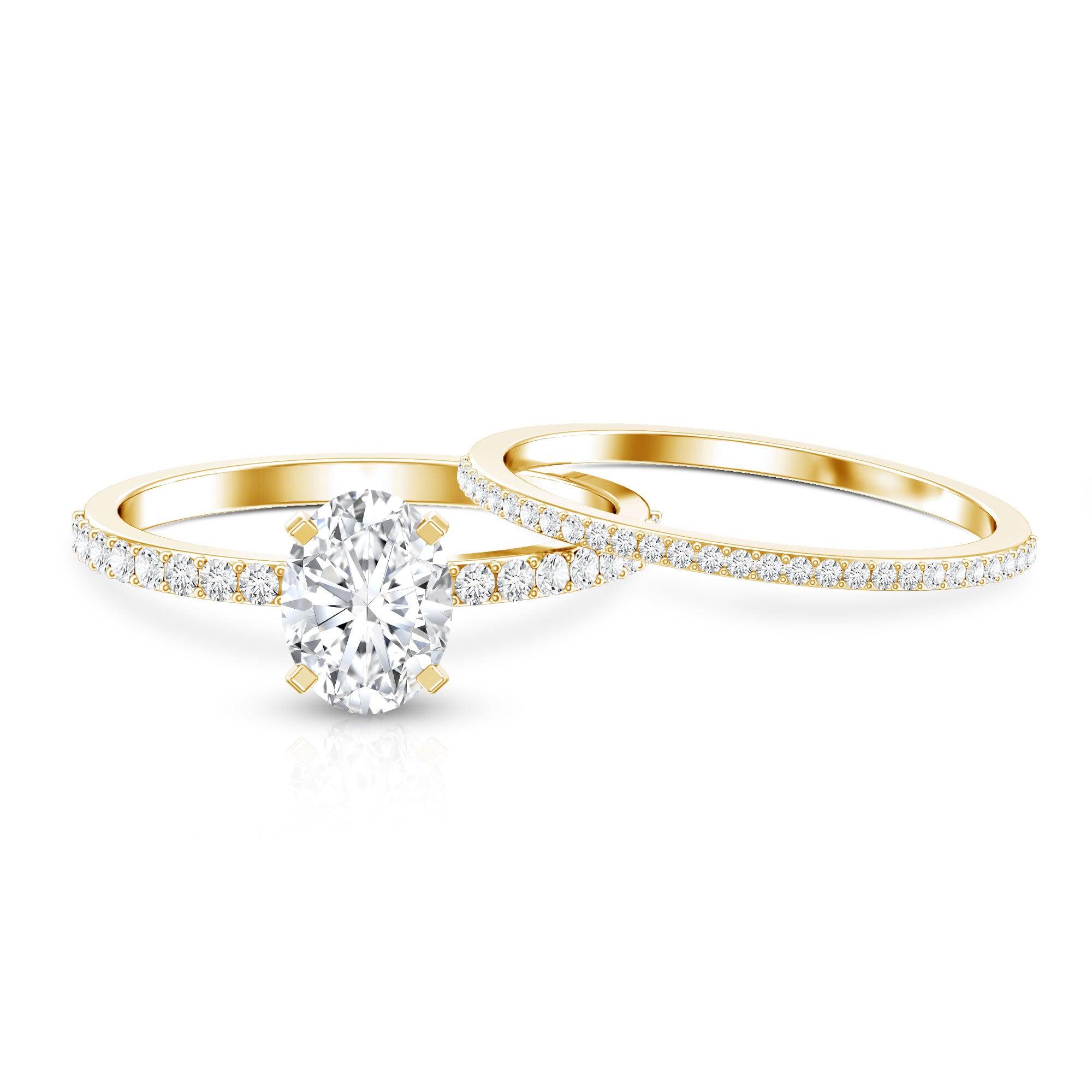 Rosec Jewels-IGI Certified 1 Carat Lab Grown Diamond Engagement Ring with Wedding Band Set