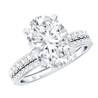 3 Carat Oval Shaped Lab Grown Diamond Bridal Ring Set with IGI Certificate Lab - ( E-VS1 ) - Rosec Jewels