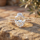 3 Carat Oval Shaped Lab Grown Diamond Bridal Ring Set with IGI Certificate Lab - ( E-VS1 ) - Rosec Jewels