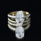 4 Carat Huge Oval Lab Grown Diamond Solitaire Bridal Ring Set with IGI Certificate Lab - ( E-VS1 ) - Rosec Jewels