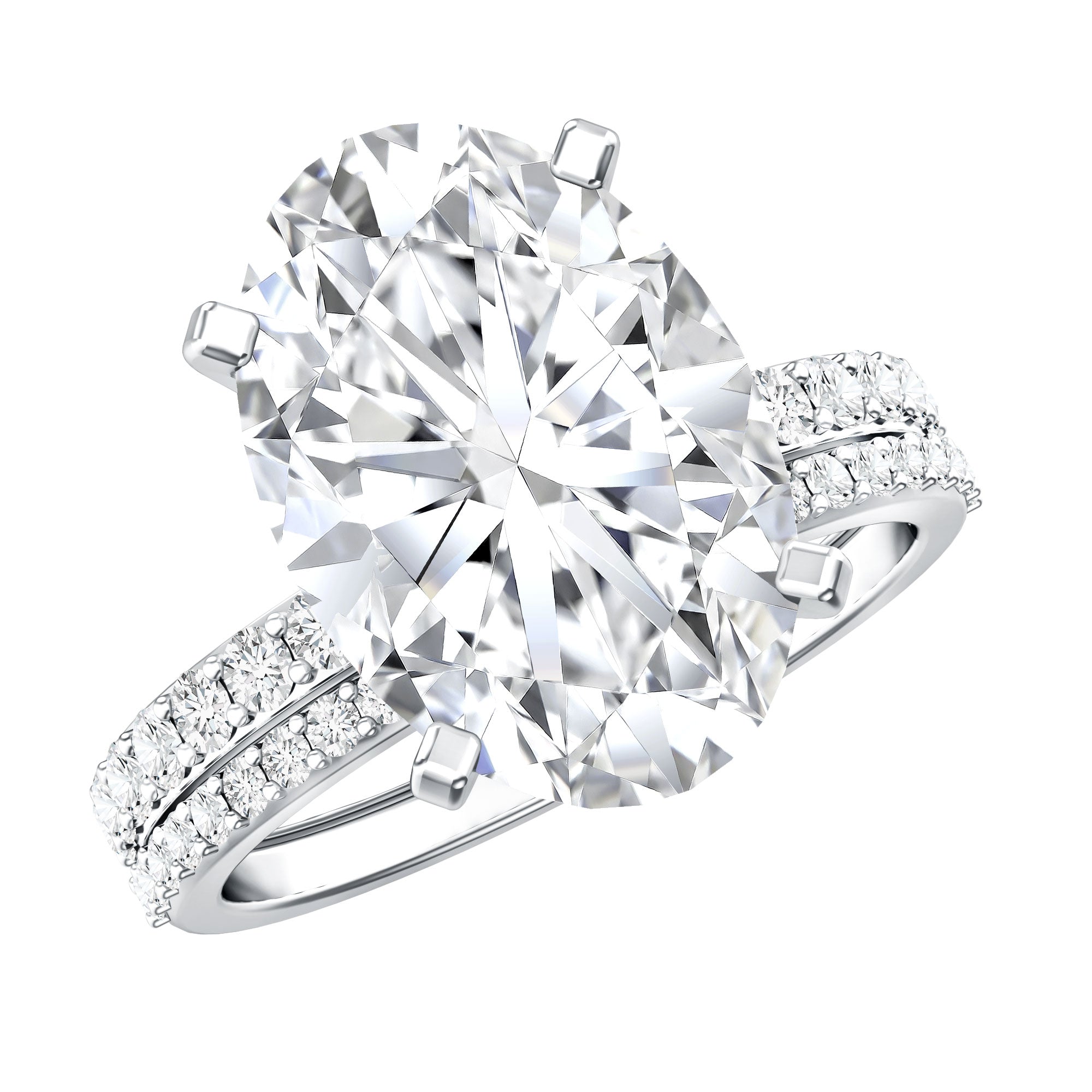 Rosec Jewels-4 Carat Huge Oval Lab Grown Diamond Solitaire Bridal Ring Set with IGI Certificate